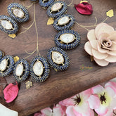 Unique Blue Victorian Diamond Neckpiece-Oval-VV1792